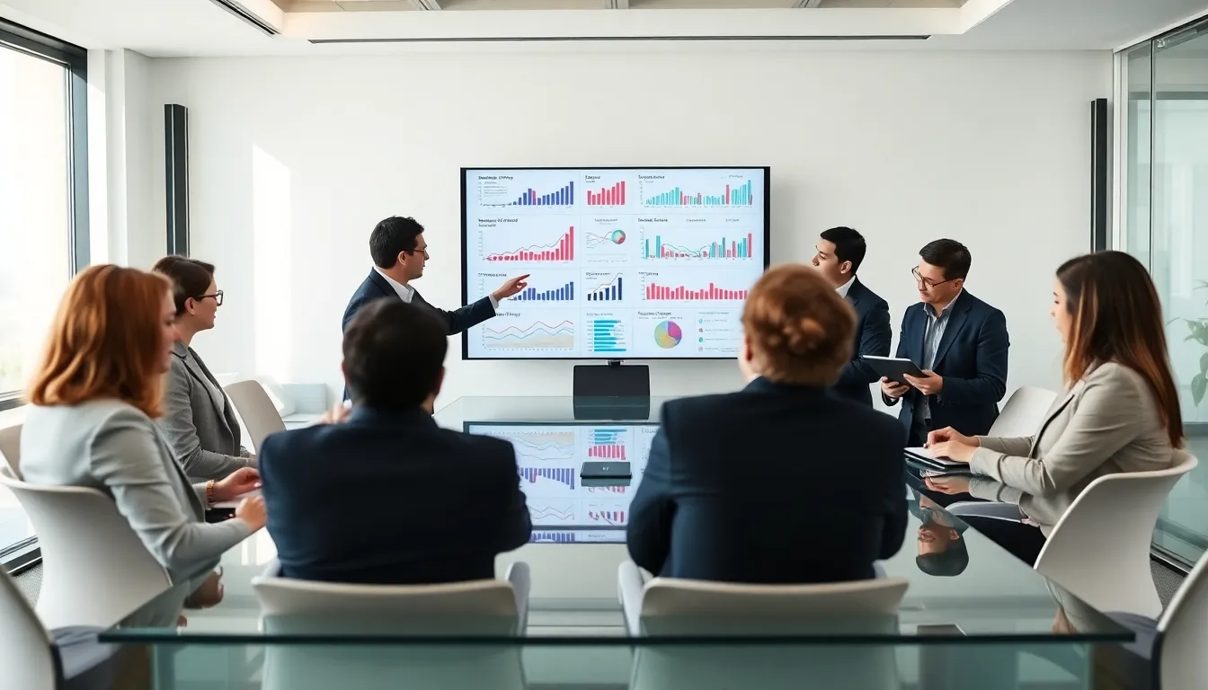 diverse financial advisors discussing tax planning strategies in a modern office.