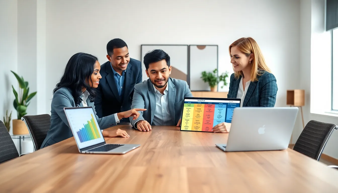 diverse team discussing tax strategies in a modern office.