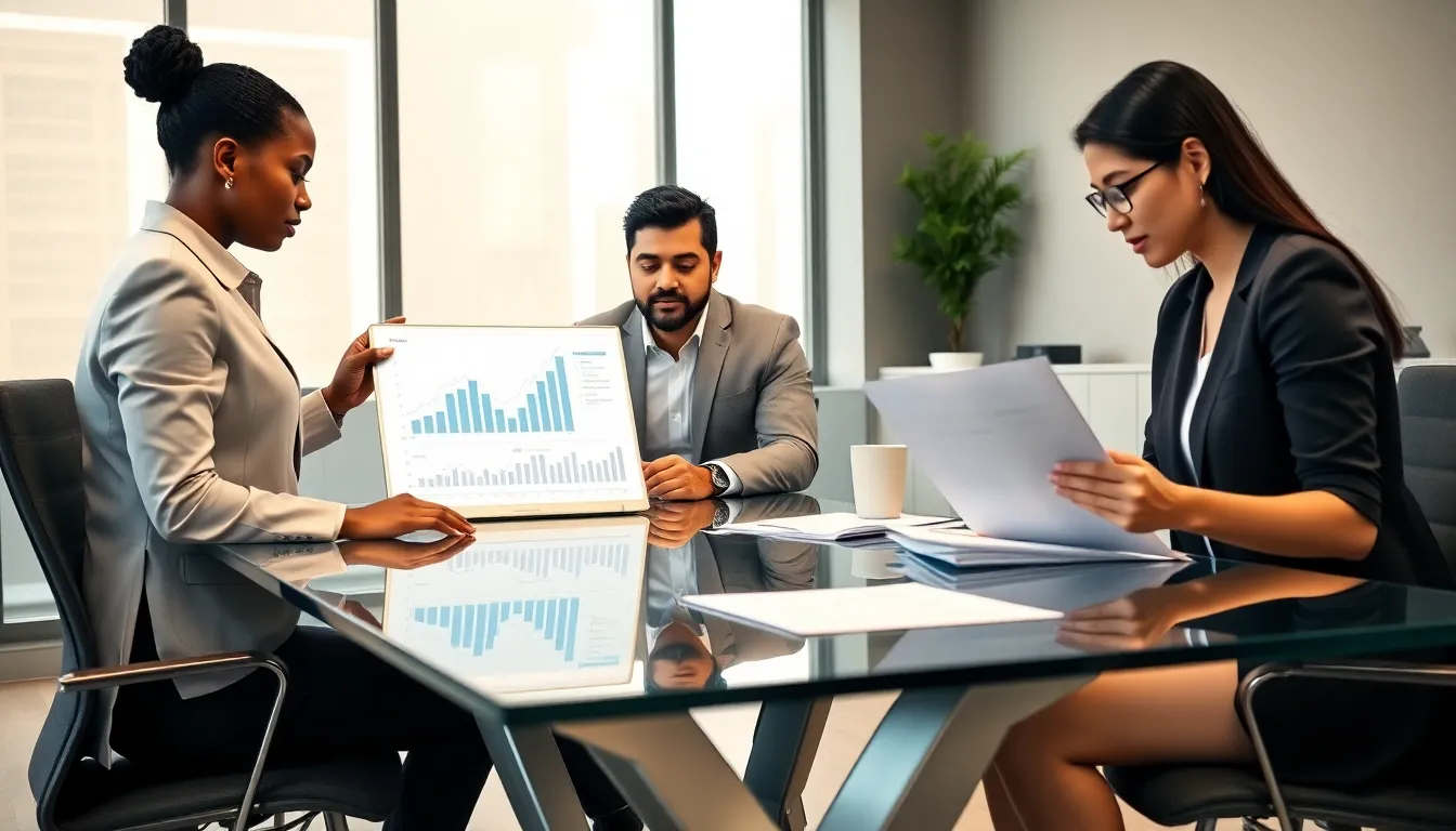 diverse team discussing legal tax avoidance strategies in a stylish office.